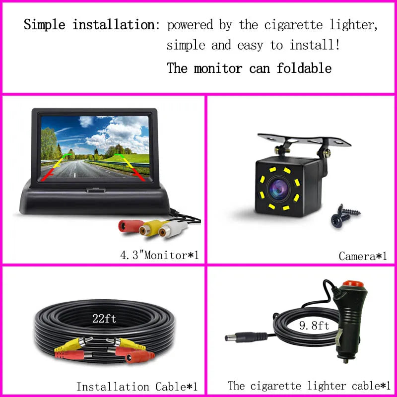 Easy Installation 4.3"5" Car Rear View Backup Camera LCD Monitor  for Vehicle Van Night Vision Reverse Video Parking System